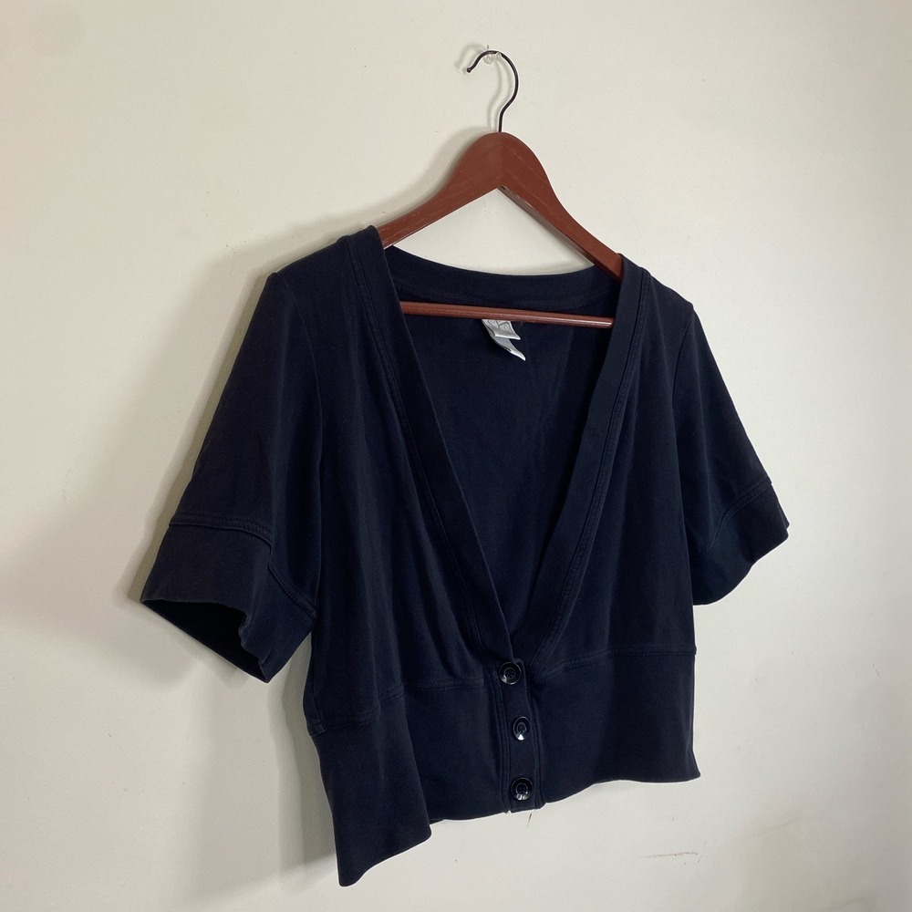 Vintage‎ Y2K black cropped cardigan t-shirt top women's large whimsy Bella fairy